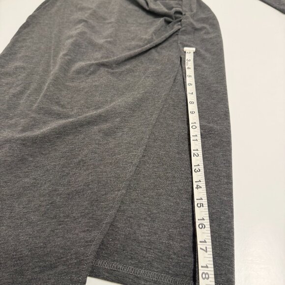 TEMOFON Charcoal Gray Long Sleeve Midi Dress with Side Ruching – Size L - Picture 6 of 10
